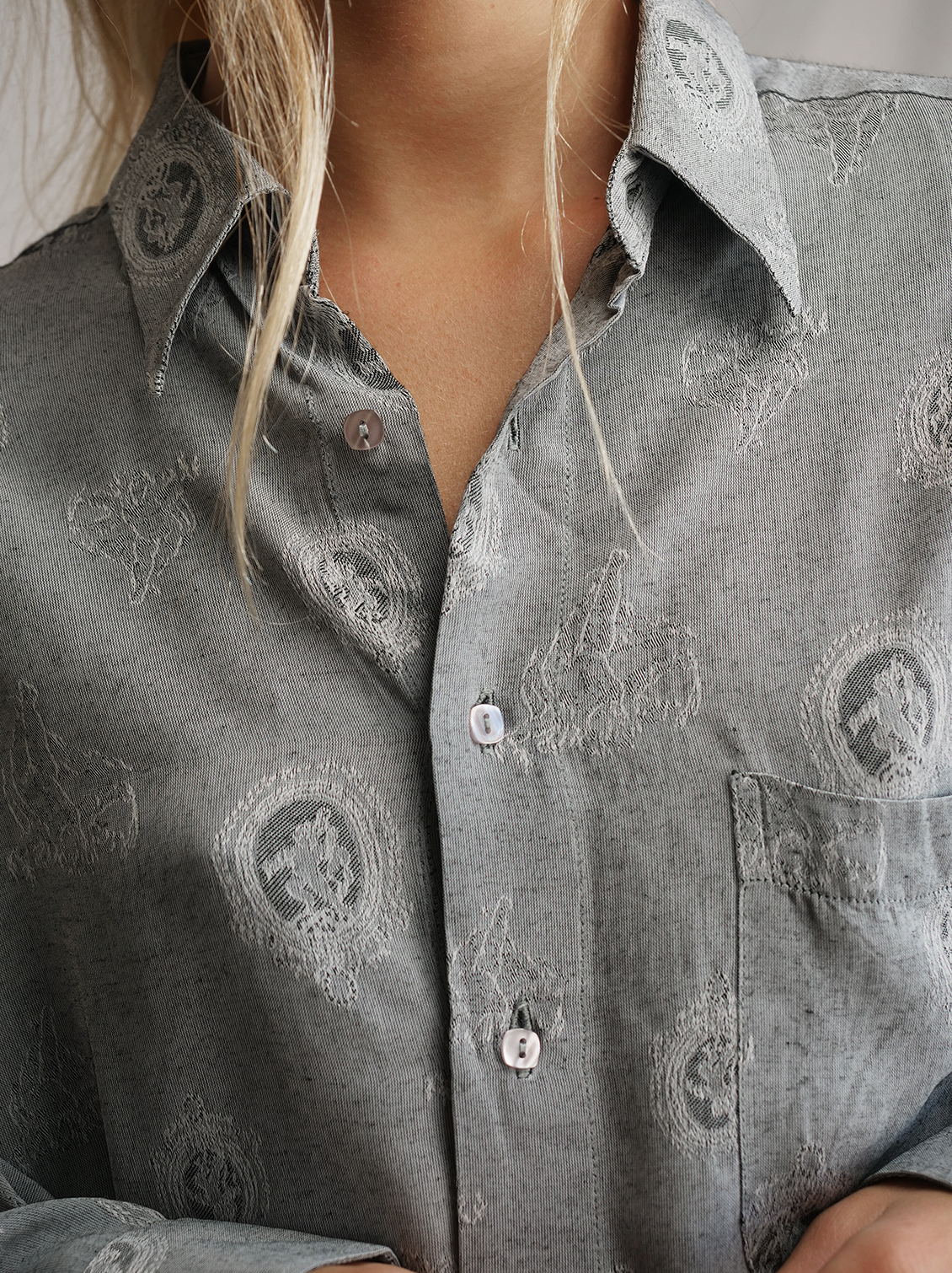 人気 SALE セール French Old YVES DORSEY デザインシャツ 玉虫色