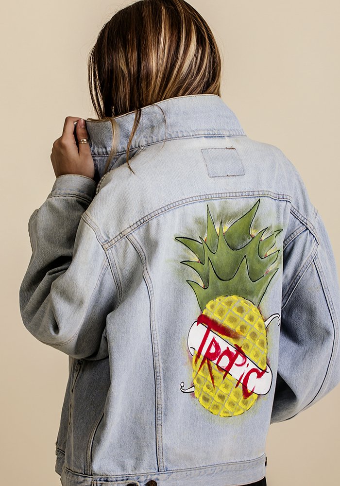 Tropic Fruit Vintage Levis Jacket Hand Painted One Piece Royxa Tropic Fruit Vintage Levis Jacket Hand Painted One Piece Royxa